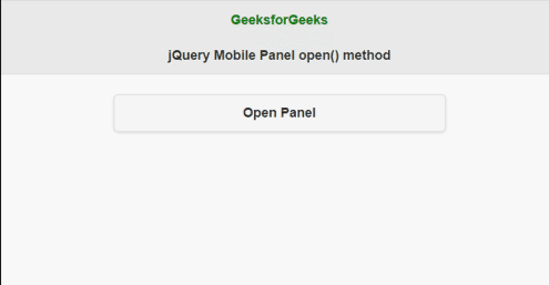 jQuery移动面板open()方法
