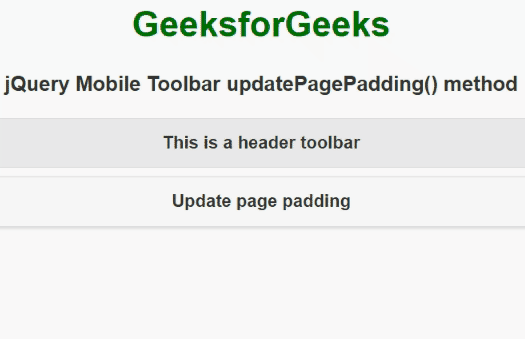 jQuery Mobile Toolbar updatePagePadding()方法 jQuery Mobile Toolbar updatePagePadding()方法