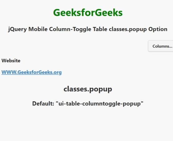jQuery Mobile Column-Toggle Table classes.popup Option