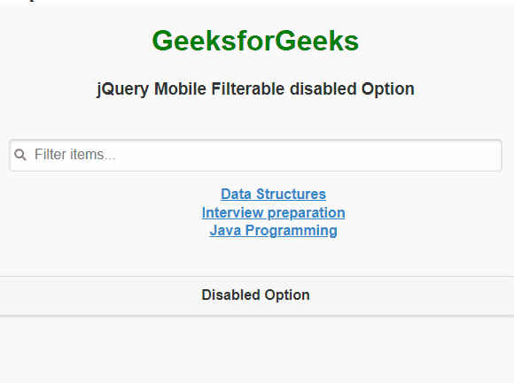 jQuery Mobile可过滤的禁用选项
