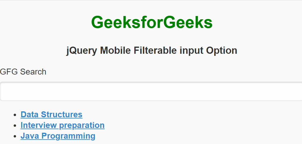 jQuery Mobile可过滤的输入选项