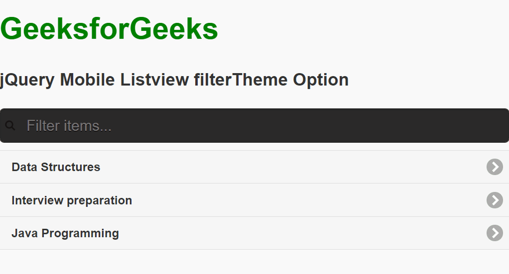 jQuery Mobile Listview filterTheme选项