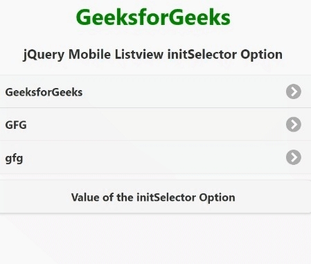 jQuery Mobile Listview initSelector选项