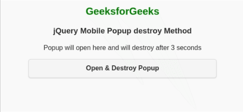 jQuery Mobile Popup destroy()方法