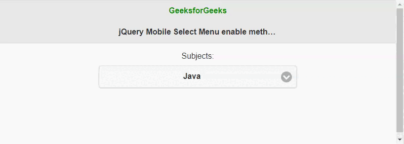 jQuery Mobile Selectmenu enable()方法