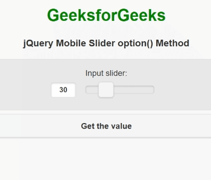 jQuery Mobile Slider option()方法 jQuery Mobile Slider option()方法