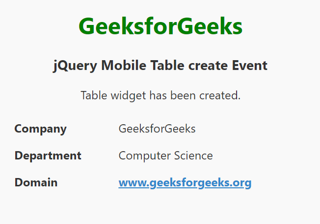 jQuery Mobile Table create事件
