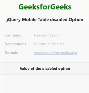 jQuery Mobile Table disabled选项 jQuery Mobile Table disabled选项