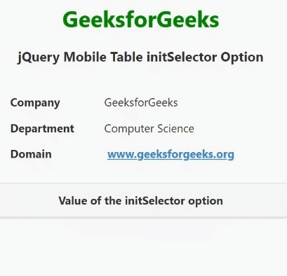 jQuery Mobile Table initSelector选项