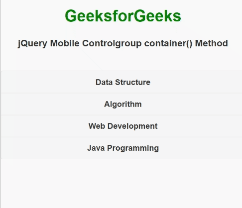 jQuery Mobile Controlgroup container()方法