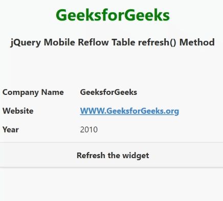 jQuery Mobile Reflow refresh()方法