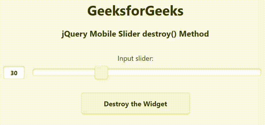 jQuery Mobile Slider destroy()方法