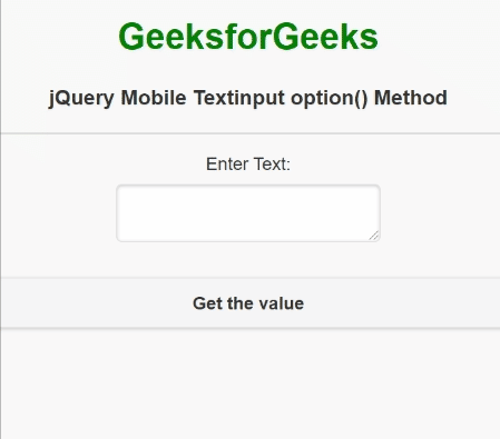 jQuery Mobile Textinput option()方法 jQuery Mobile Textinput option()方法