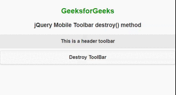 jQuery Mobile Toolbar destroy()方法