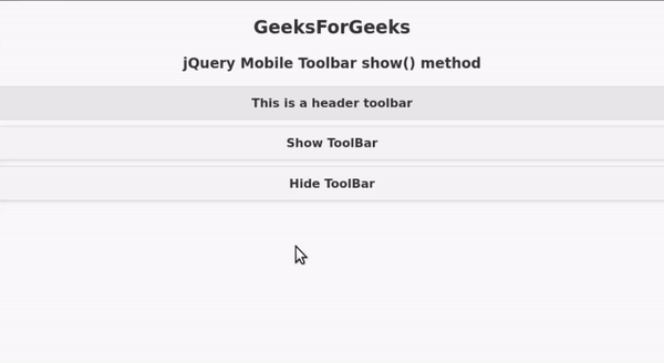 jQuery Mobile Toolbar show()方法