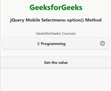 jQuery Mobile Selectmenu option()方法