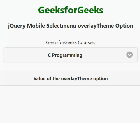 jQuery Mobile Selectmenu overlayTheme选项
