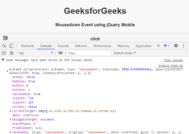 jQuery Mobile vmousedown事件