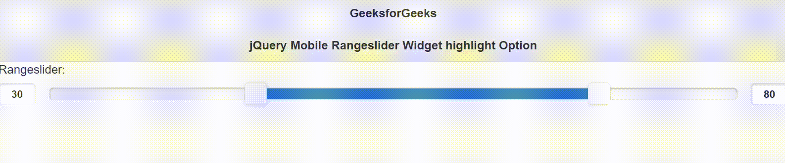 jQuery Mobile Rangeslider Widget highlight选项