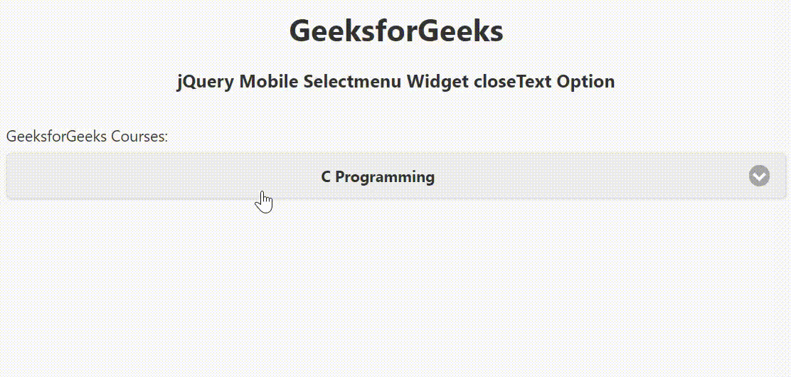 jQuery Mobile Selectmenu Widget closeText选项