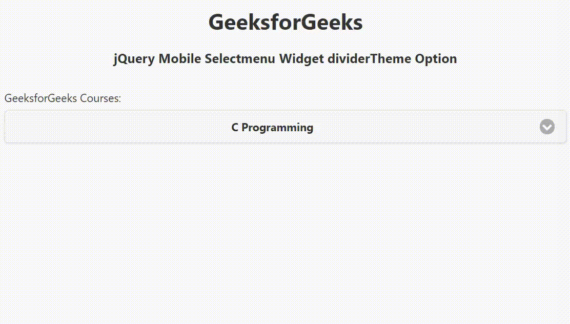 jQuery Mobile Selectmenu Widget dividerTheme 选项 jQuery Mobile Selectmenu Widget dividerTheme 选项