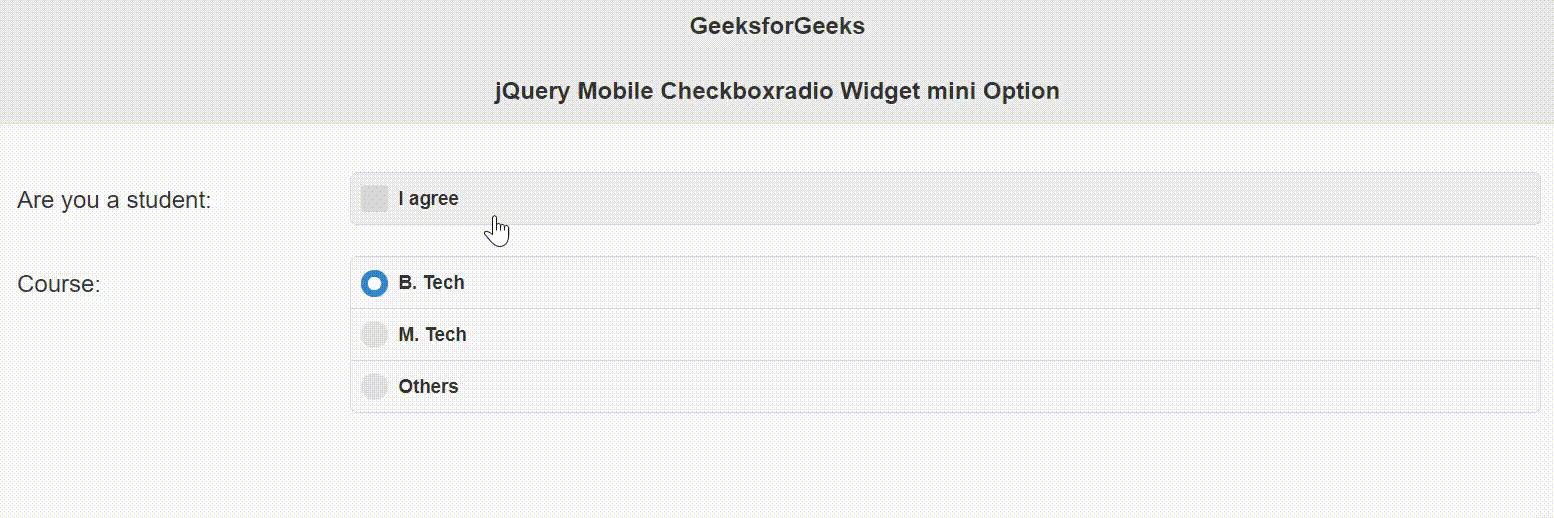 jQuery Mobile Checkboxradio Widget mini 选项