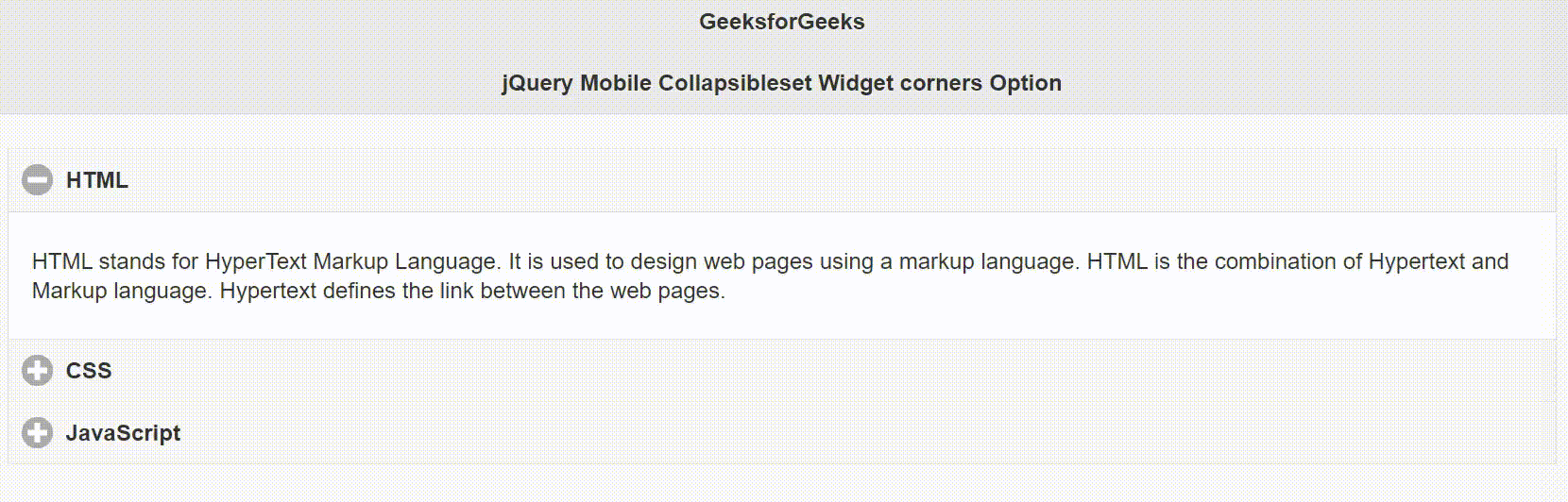 jQuery Mobile Collapsibleset Widget corners 选项