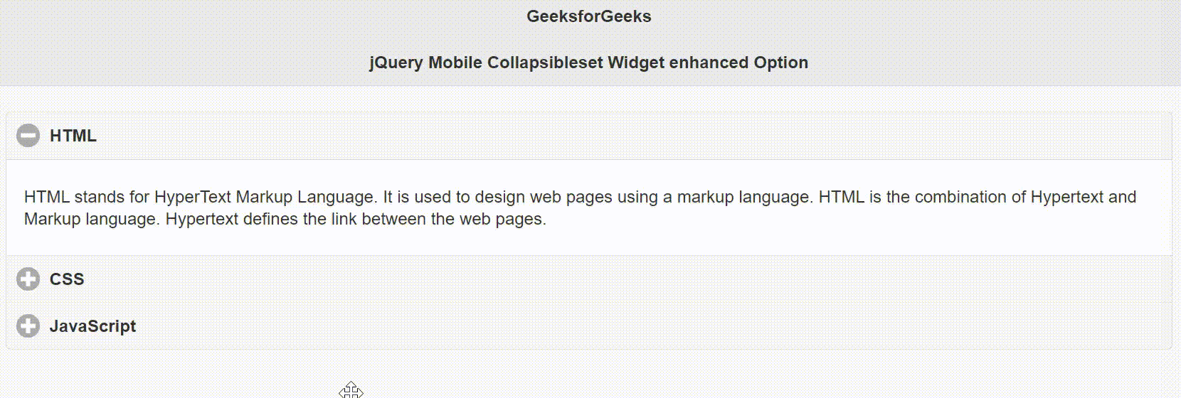 jQuery Mobile Collapsibleset Widget enhanced选项