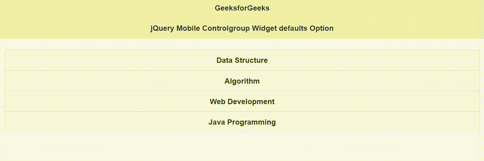 jQuery Mobile Controlgroup Widget defaults 选项
