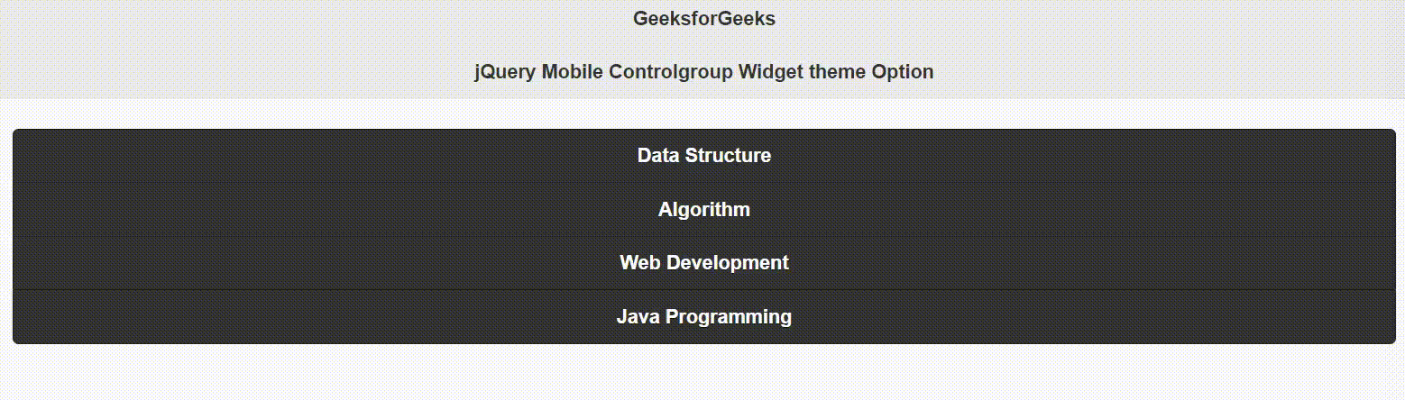 jQuery Mobile的Controlgroup Widget theme选项