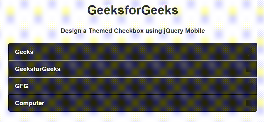如何使用jQuery Mobile制作一个主题复选框？
