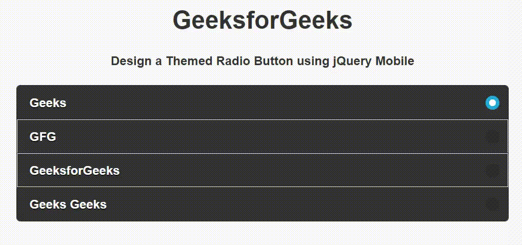 如何使用jQuery Mobile制作一个主题单选按钮？