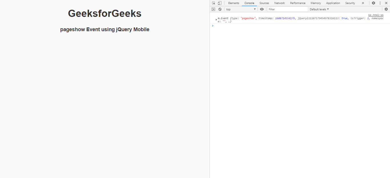 jQuery Mobile pageshow事件
