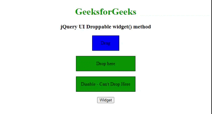 jQuery UI Droppable widget()方法
