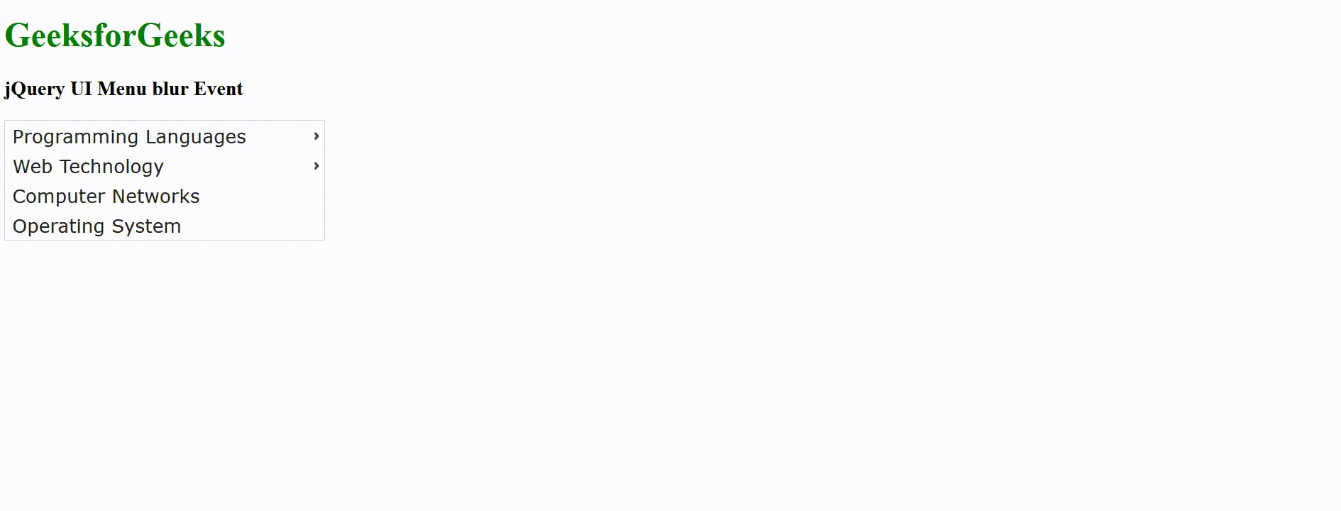 jQuery UI菜单blur事件