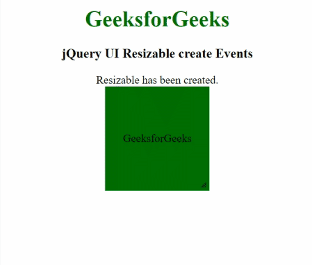 jQuery UI Resizable create事件