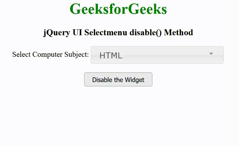 jQuery UI Selectmenu disable()方法