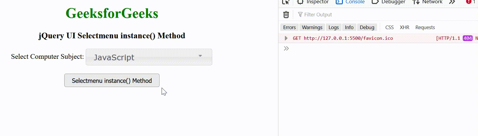 jQuery UI Selectmenu instance() 方法