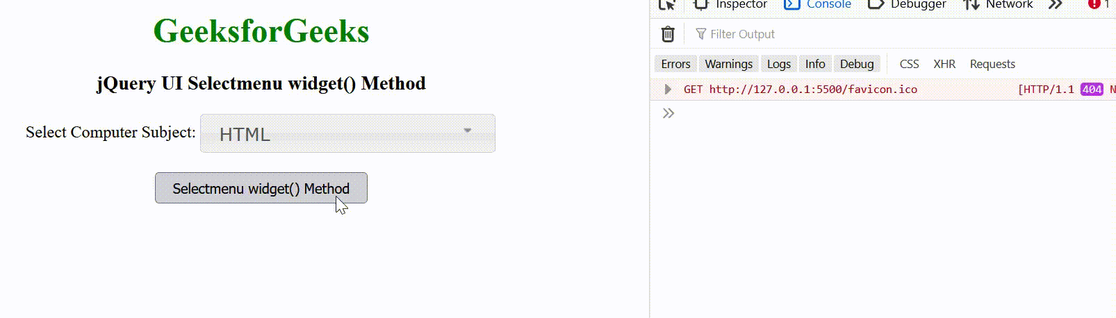 jQuery UI的Selectmenu widget()方法