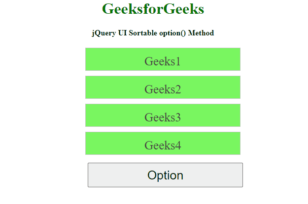 jQuery Mobile Sortable option()方法