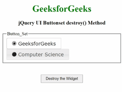 jQuery UI Buttonset destroy()方法