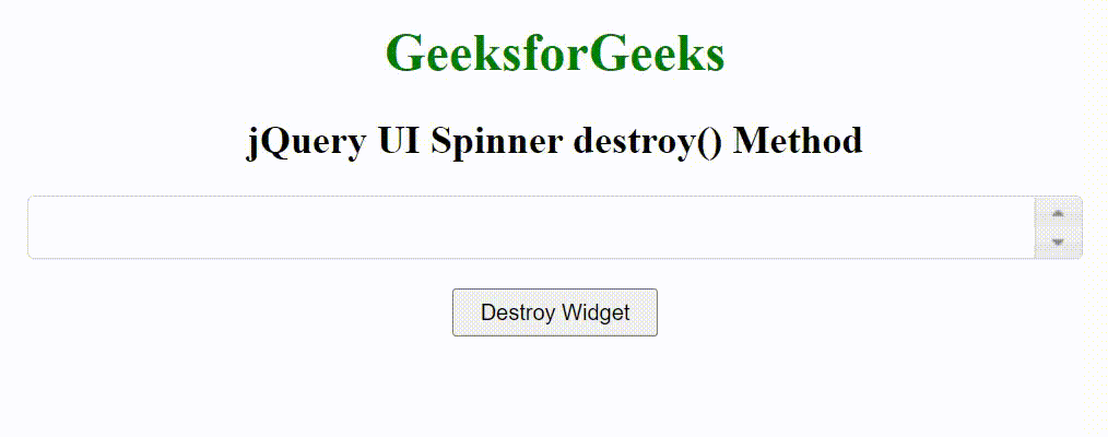 jQuery UI Spinner destroy()方法