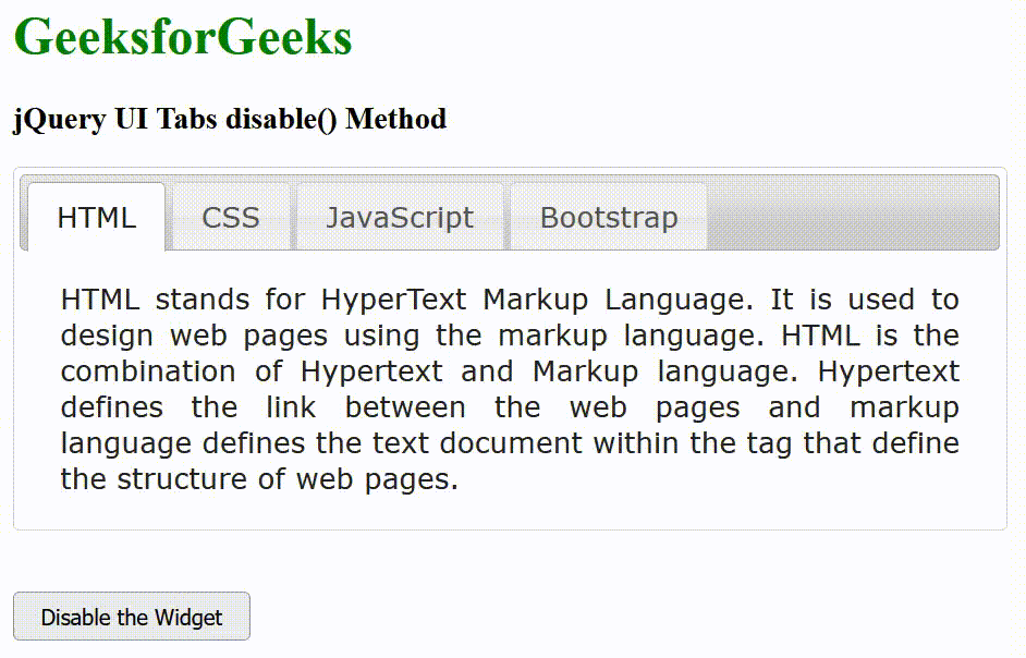 jQuery UI Tabs disable()方法