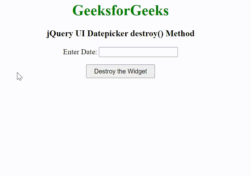 jQuery UI Datepicker destroy()方法