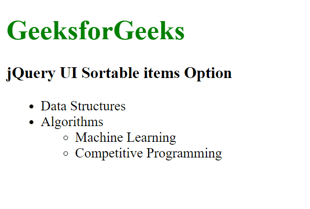 jQuery UI的sortable items选项