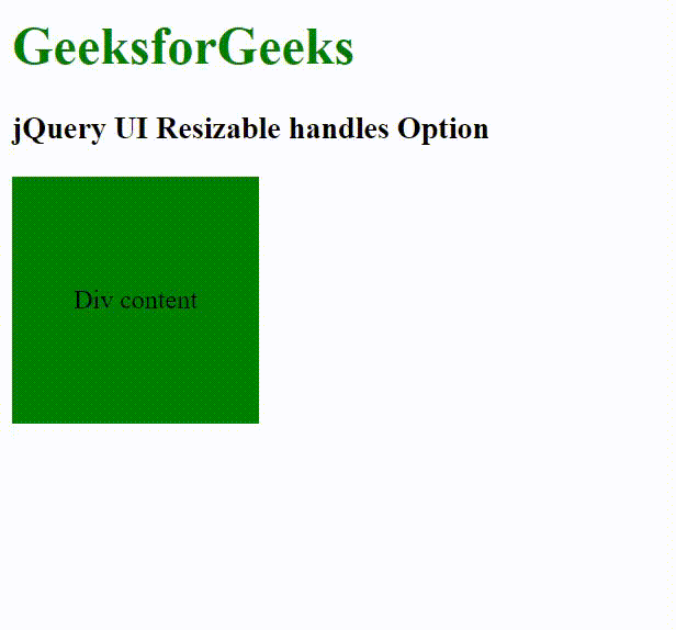 jQuery UI的resizable handles选项