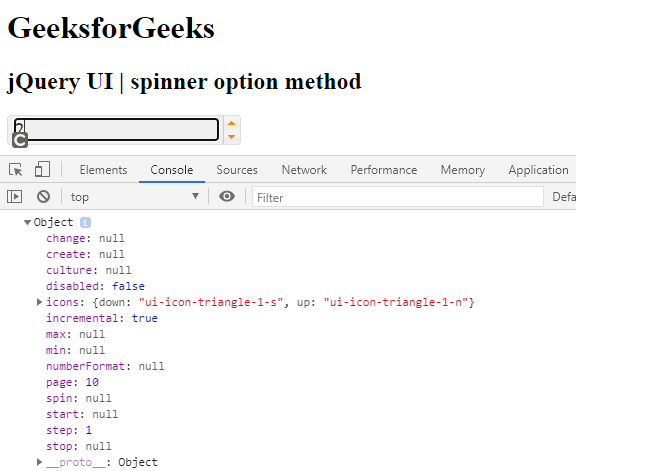 jQuery UI Spinner option()方法