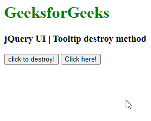 jQuery UI Tooltips destroy()方法