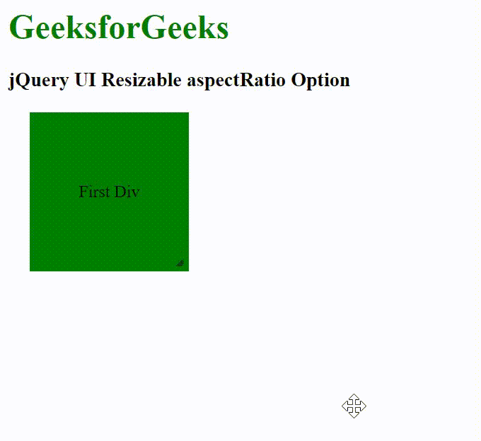 jQuery UI Resizable aspectRatio选项
