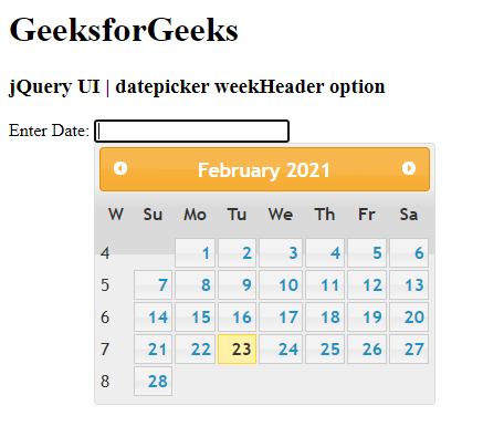 jQuery UI Datepicker weekHeader选项